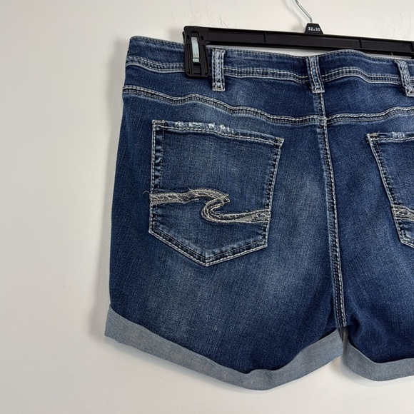 Silver Jean Shorts. The Sam Short. Plus Size 18. Distressed. High Rise. - Picture 5 of 12